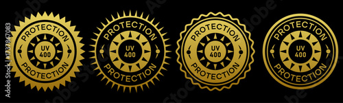 uv400 protection gold badge label icon vector seal emblem stamp design