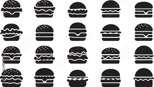 burger silhouette vector, fast food clipart, sandwich outline design, black burger art, cafe menu icon, junk food svg, restaurant snack artwork, meal shape graphic, delicious burger illustration, eate