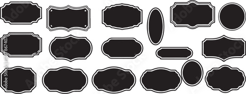 label silhouette vector, badge shape design, tag outline artwork, black label clipart, sticker frame svg, retro tag illustration, decorative badge graphic, empty label artwork, vintage label shape, cl