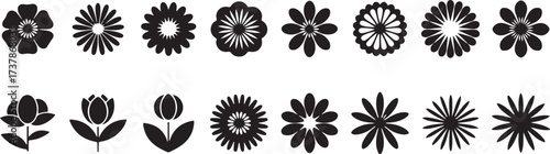 flower silhouette collection, black floral vector, pattern design svg, decorative artwork art, garden flower outline, botanical art illustration, ornamental floral clipart, natural petal design, creat