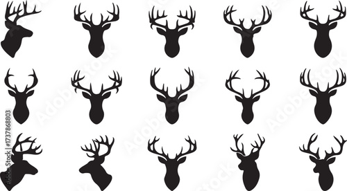deer head silhouette, animal antler vector, wildlife deer clipart, hunting symbol art, forest deer design, stag animal artwork, wilderness deer svg, rustic deer image, hunting deer illustration, deer 