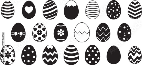 easter egg silhouette, holiday egg vector, black easter clipart, decorative egg shapes, pattern egg graphic, spring holiday design, easter ornament svg, creative egg artwork, festive egg illustration,