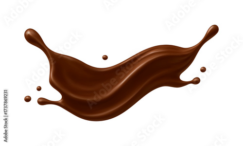Realistic chocolate splash with drops. Dessert and confectionery concept. Vector illustration_1