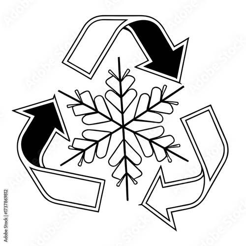 recycle symbol icon with a snowfall 
