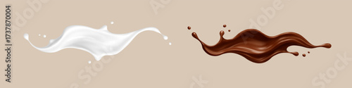 Milk and chocolate splash waves. Vector illustration
