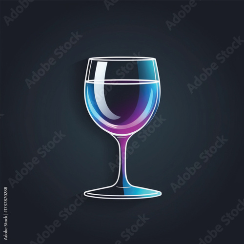 Neon Gradient Wine Glass Modern Digital Art Design