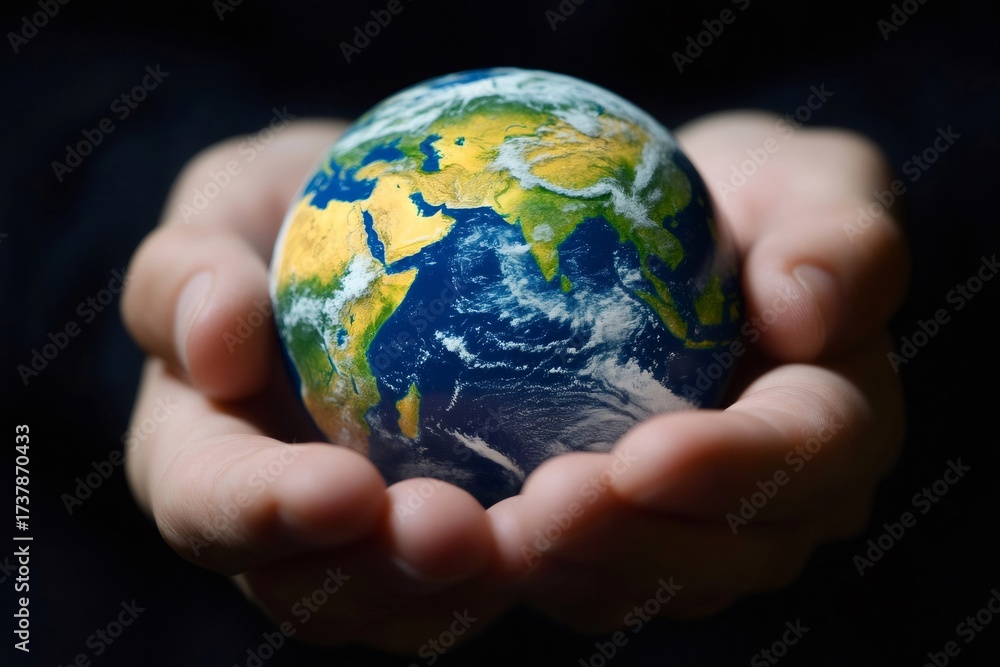 Fototapeta premium Hands holding earth globe symbolizing environmental protection