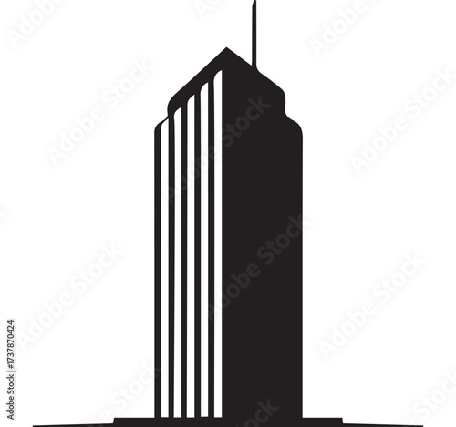 Multi-story Building Icon with Clouds architecture