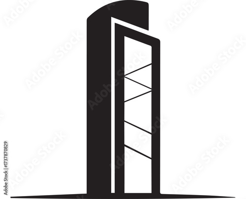 Black silhouette of two abstract modern towers building