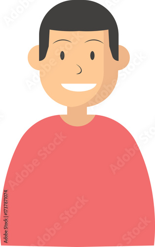 Friendly cartoon man portrait with a smiling face and a red sweater