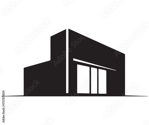 School Building Icon with Clouds and Flag education