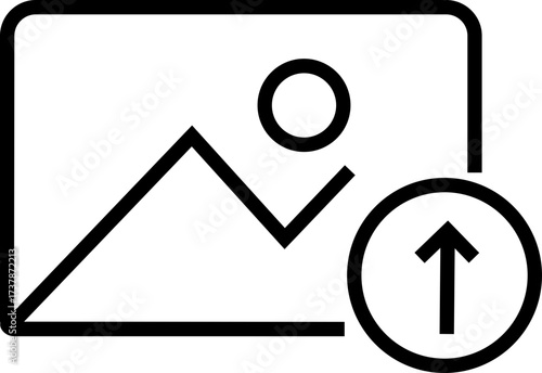 Gallery edit icon in black line style. Photo image upload vector illustration. Picture editing symbol graphic design for media interface and mobile app isolated on transparent background.