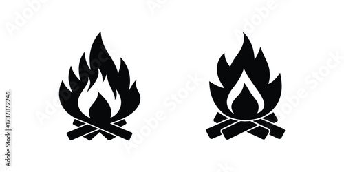 campfire silhouette vector illustration