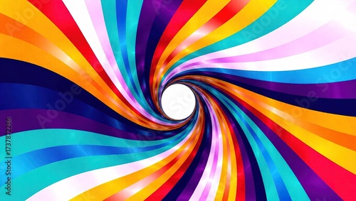 Vibrant Swirl Tunnel Effect with Rainbow Colors.