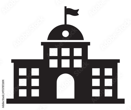 Abstract Tall Building Icon with Vertical Lines architecture