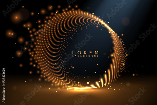 Golden light dots on black background