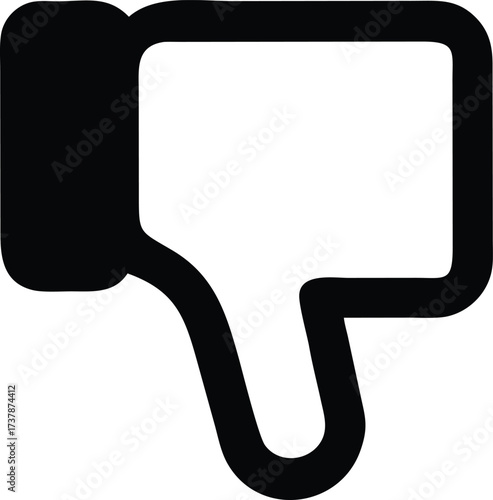 Simple Black Thumb Down Icon on White Background for Disapproval