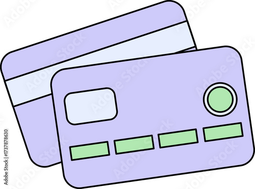 Stylized illustration featuring two stacked credit cards with a modern design