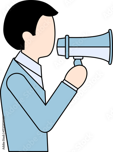 Illustration of a person holding a megaphone, communicating a message effectively