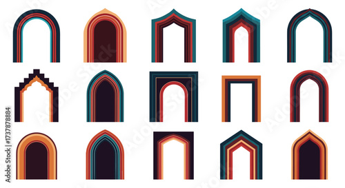 Collection of ornate architectural archways in varying geometric and decorative styles.