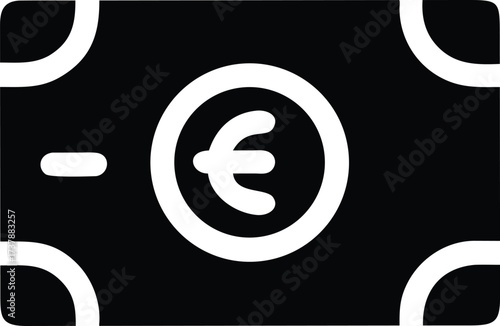 Stylized Euro Currency Illustration on a White Background With Black Fill