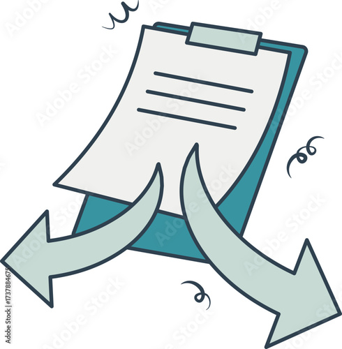 Conceptual depiction of document redirecting with arrows towards different options