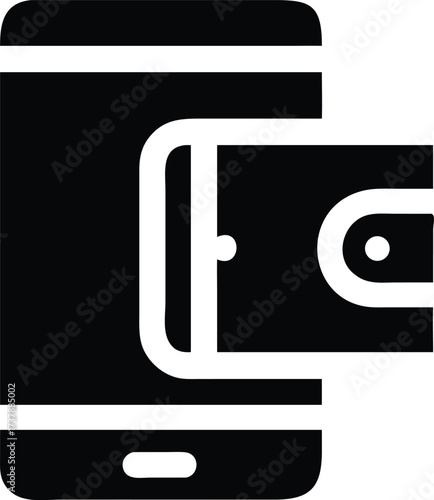 Mobile payments icon showing a wallet linked to a smartphone