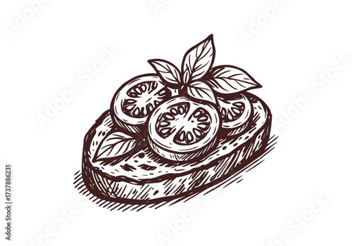 Sourdough bread hand drawn sketch vector illustration