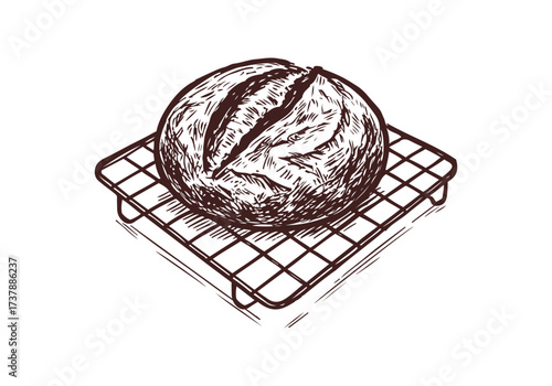 Sourdough bread hand drawn sketch vector illustration