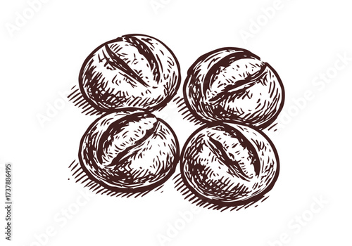 Sourdough bread hand drawn sketch vector illustration