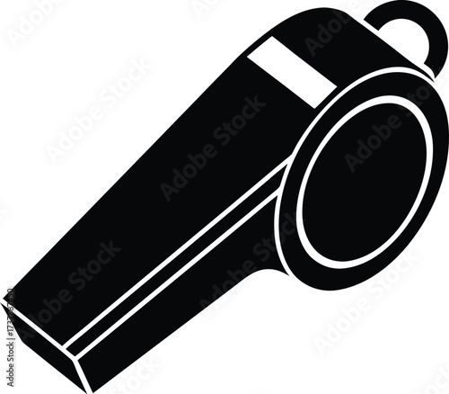 Sleek chrome metal whistle with realistic reflection and highlights