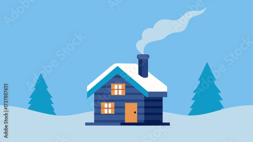 Illustration of a house in winter scene