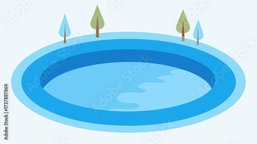 Illustration of a pond with trees around it