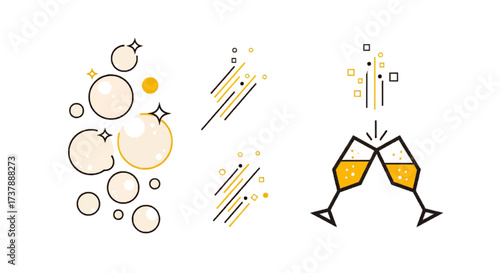 This vibrant set of vector illustrations captures the essence of celebration and festivity.