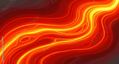 Abstract representation of flowing lava with vibrant orange and red hues against a dark background