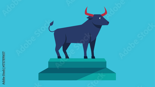 Illustration of a bull standing on a stage