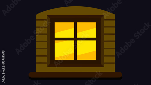 Illuminated window at night illustration