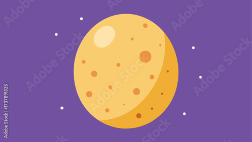 Cartoonish moon with craters in night sky