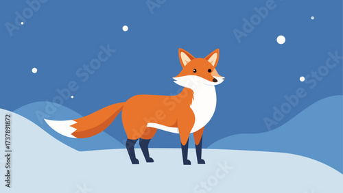 Illustration of a fox in a winter scene
