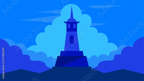 A tower stands tall against cloudy skies