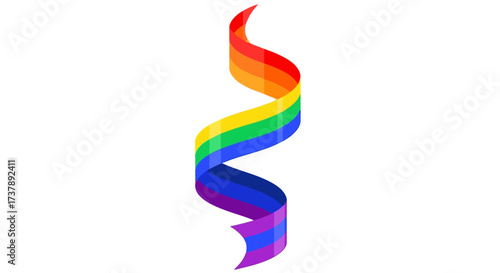Vibrant rainbow ribbon swirling dynamically against a clean backdrop radiates inclusivity and joy