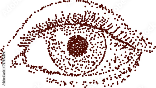 Pointillism style eye drawing for education