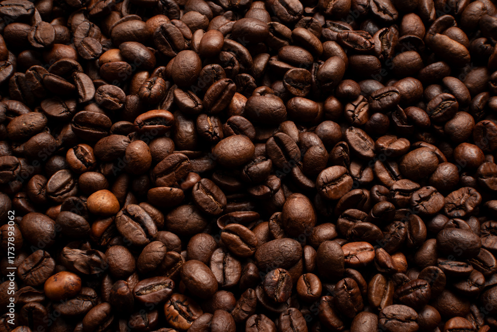 Fototapeta premium Background of coffee beans. Roasted coffee beans.