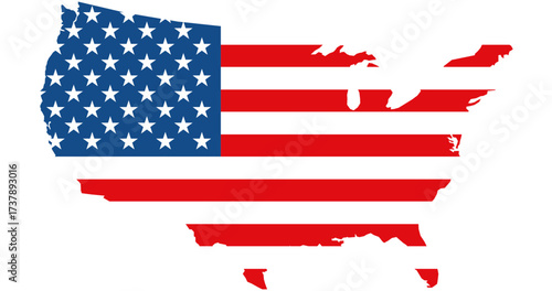 American flag inside USA map silhouette vector