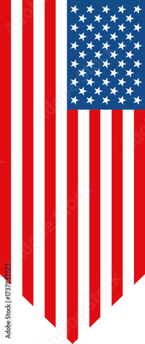 Vertical American flag banner with pointed tail