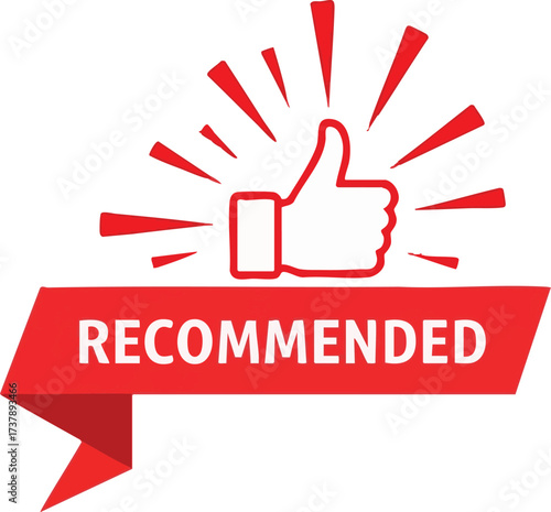 Recommended Thumbs Up Icon with Red Banner.