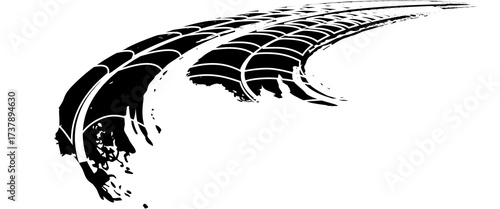 Vector Print Textured Tire Track . Design Element . Car tread silhouette . Mud splash grunge texture