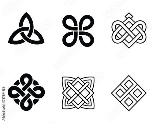 Celtic ornamental corner set, detailed vector illustrations featuring Irish knot patterns and medieval decorative elements for traditional designs, historical artwork, cultural motifs, decorative 