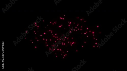 Abstract pink glowing particles floating in dark background