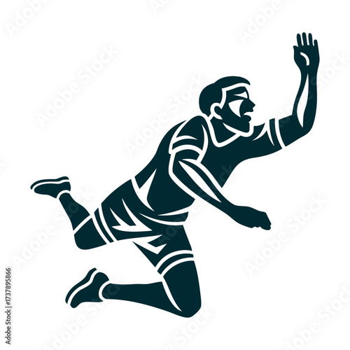 Kabaddi Player Silhouette Tagging with Raised Arm Kabaddi South Asia Player mid tag with outstretched arm chanting posture